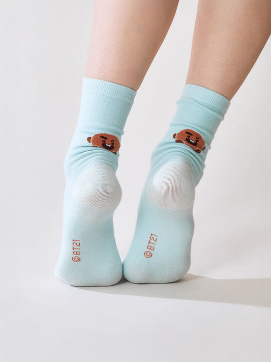 BT21 SHOOKY Basic Jacquard Face Socks