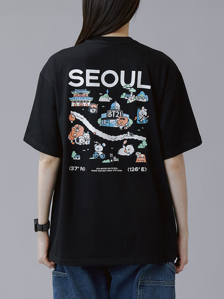 BT21 Seoul Edition Short Sleeve T-shirt VER.1 (Black)