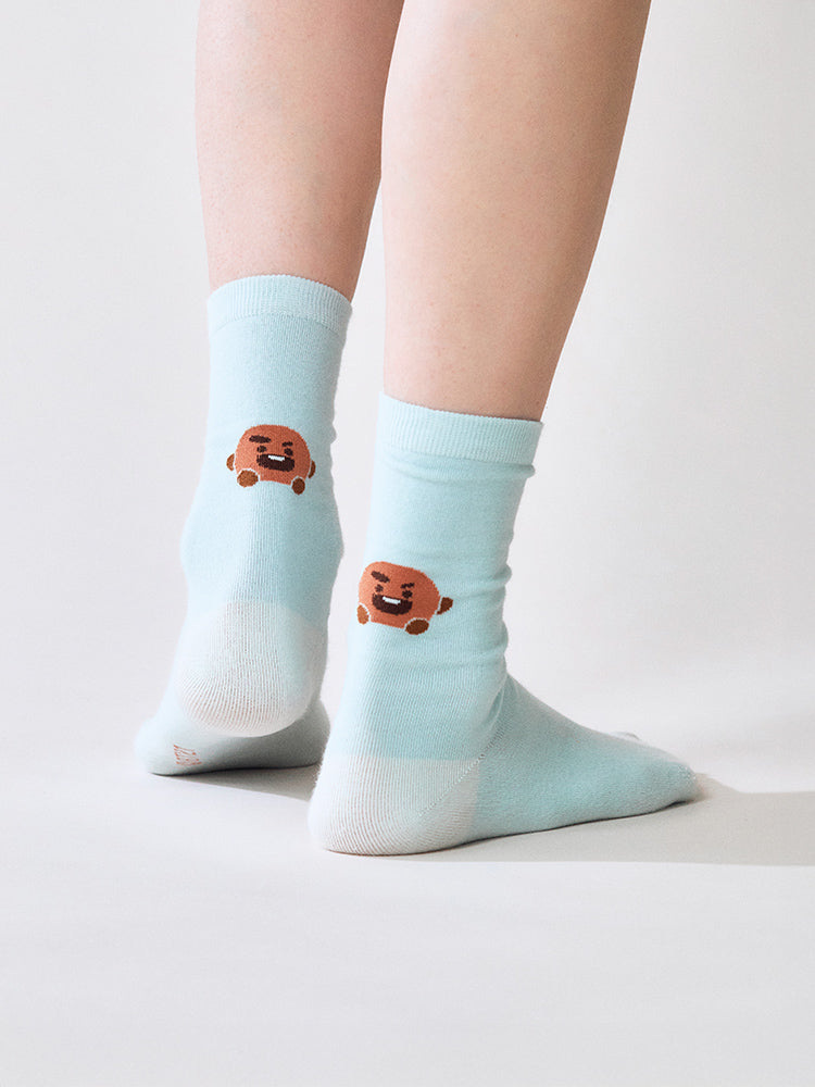 BT21 SHOOKY Basic Jacquard Face Socks