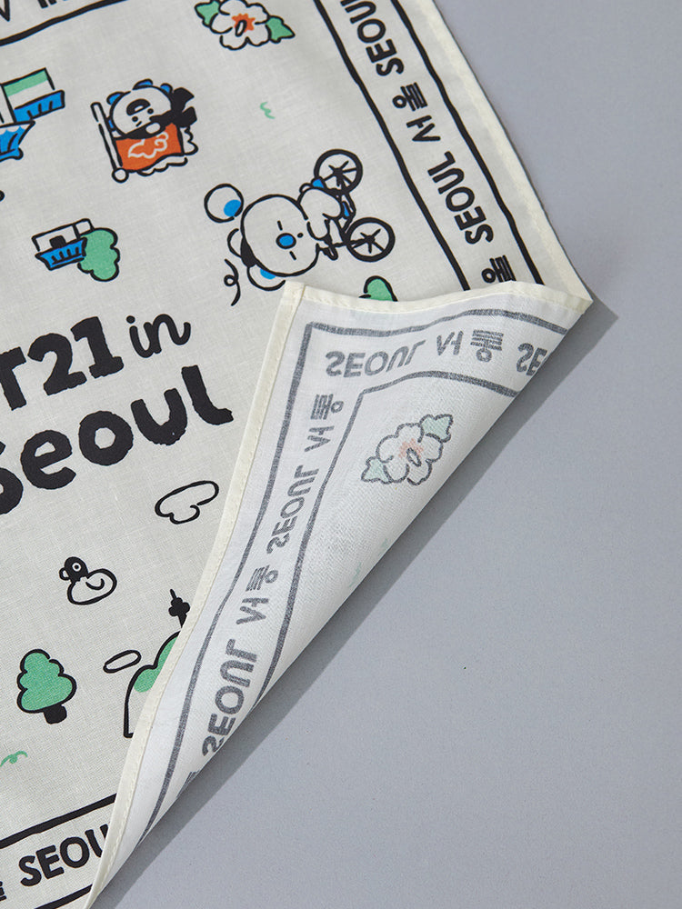 BT21 Seoul Edition Handkerchief (blue, ivory)