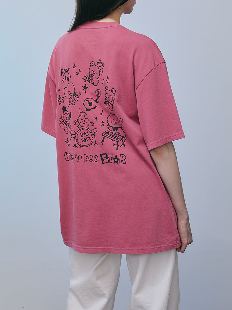 BT21 Band Short Sleeve T-shirt (Magenta Pink)