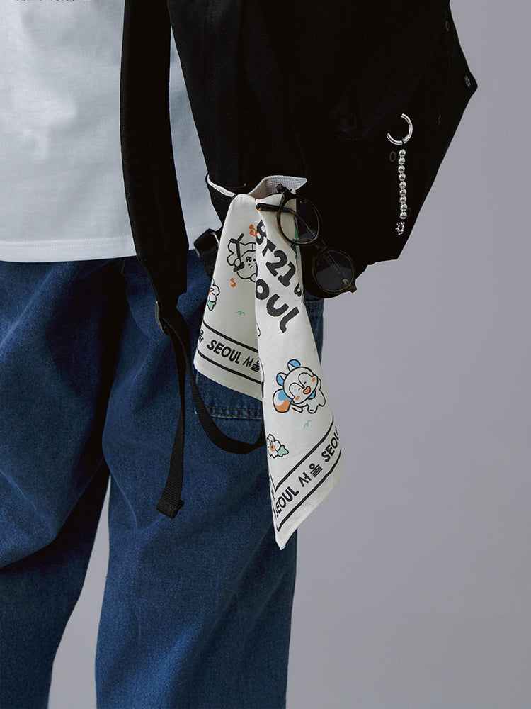 BT21 Seoul Edition Handkerchief (blue, ivory)
