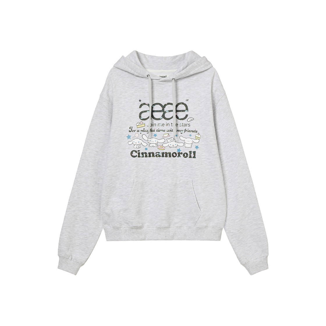 AEAE Cinnamoroll Web Logo Loosed Hoodie Light Grey