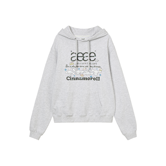 AEAE Cinnamoroll Web Logo Loosed Hoodie Light Grey