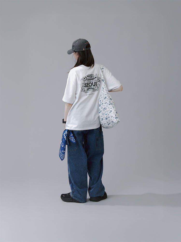 BT21 Seoul Edition Handkerchief (blue, ivory)