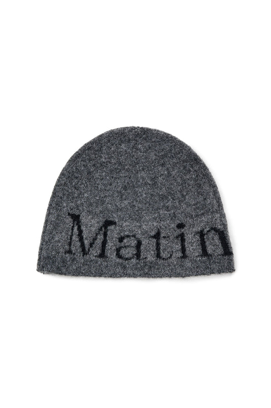 MATIN LOGO BOUCLE KNIT BEANIE IN CHARCOAL