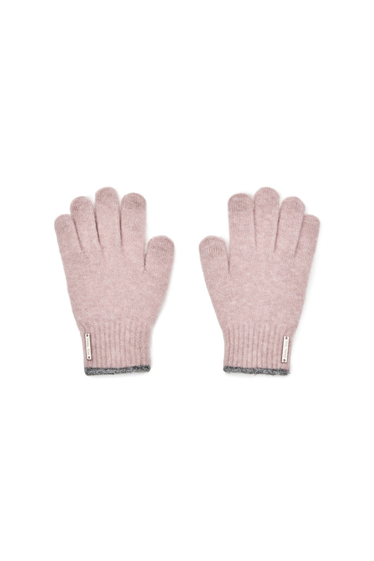 BOUCLE KNIT GLOVES IN PINK