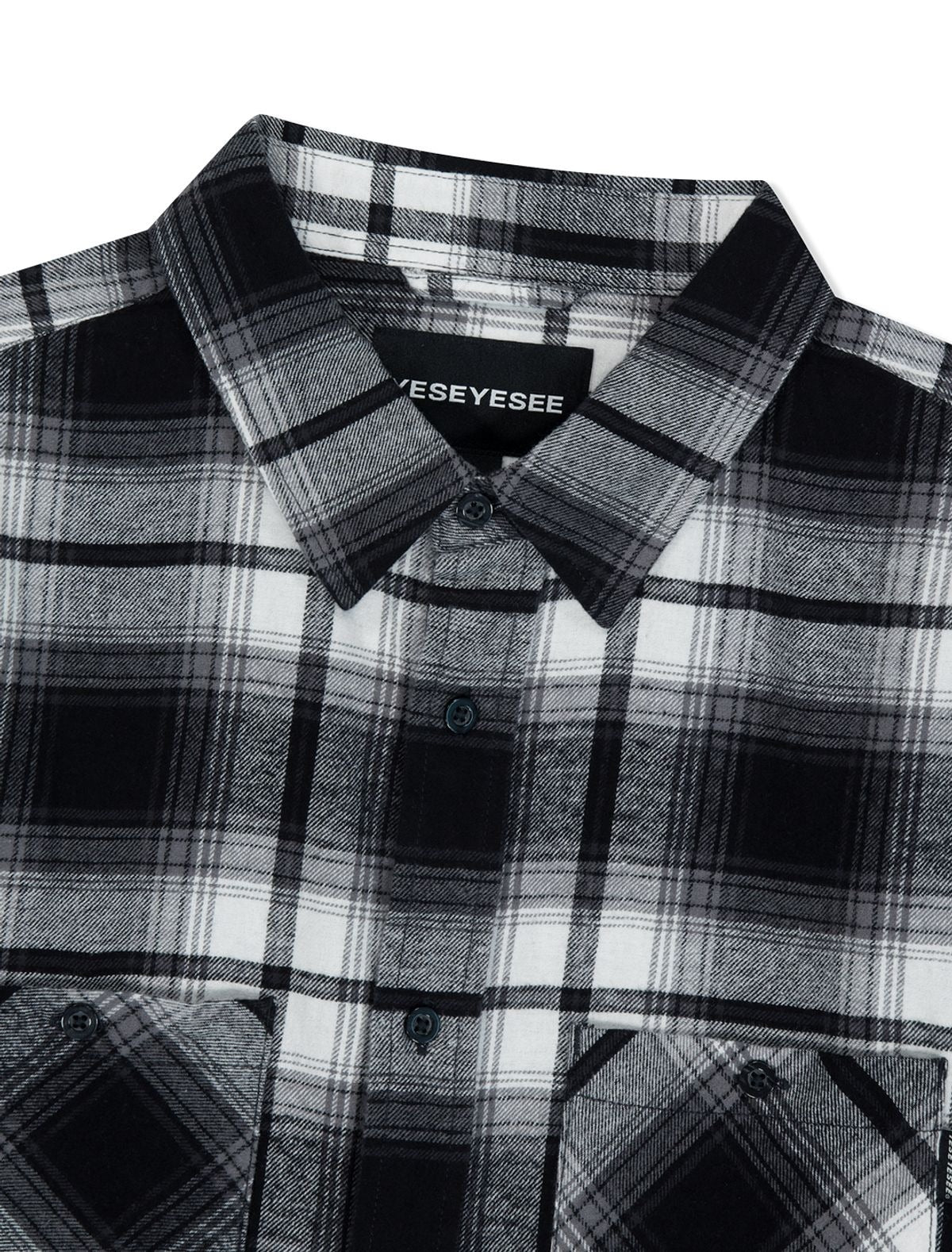 ★[LE SSERAFIM KAZUHA Worn] 【YESEYESEE】Flannel Check Shirt Black