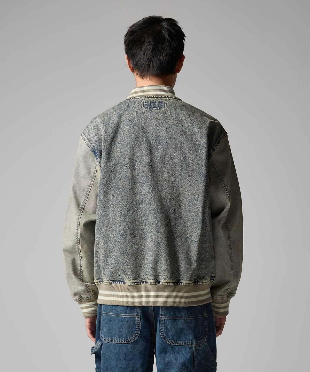 ★[NCT YANGYANG Worn] 【DICKIES】Wave Logo Denim Bomber Jacket Tinted Denim