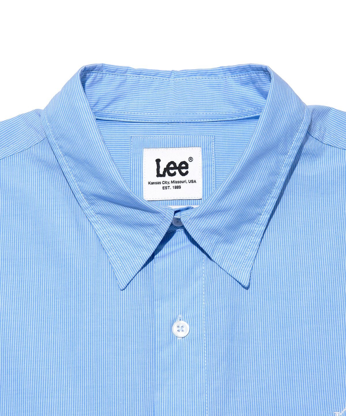 ★[BOYNEXTDOOR Taesan Worn] 【LEE】House Logo Poplin Shirt Blue