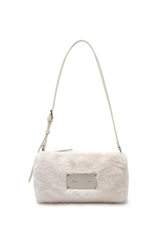 SOFT FUR MINI SHOULDER BAG IN IVORY