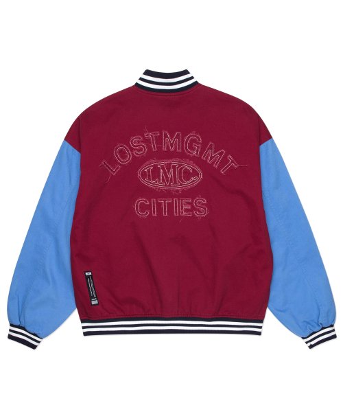 LMC OVAL WASHED BASEBALL JACKET burgundy