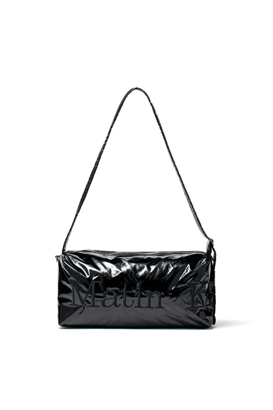 GLOSSY LOGO STITCH CROSS BAG IN BLACK