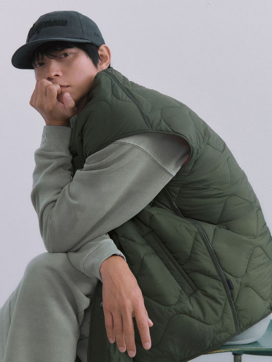 25FW_NONYMOUS AA WAVEBACK QUILTED VEST - KHAKI (ABNCVT0010KH)