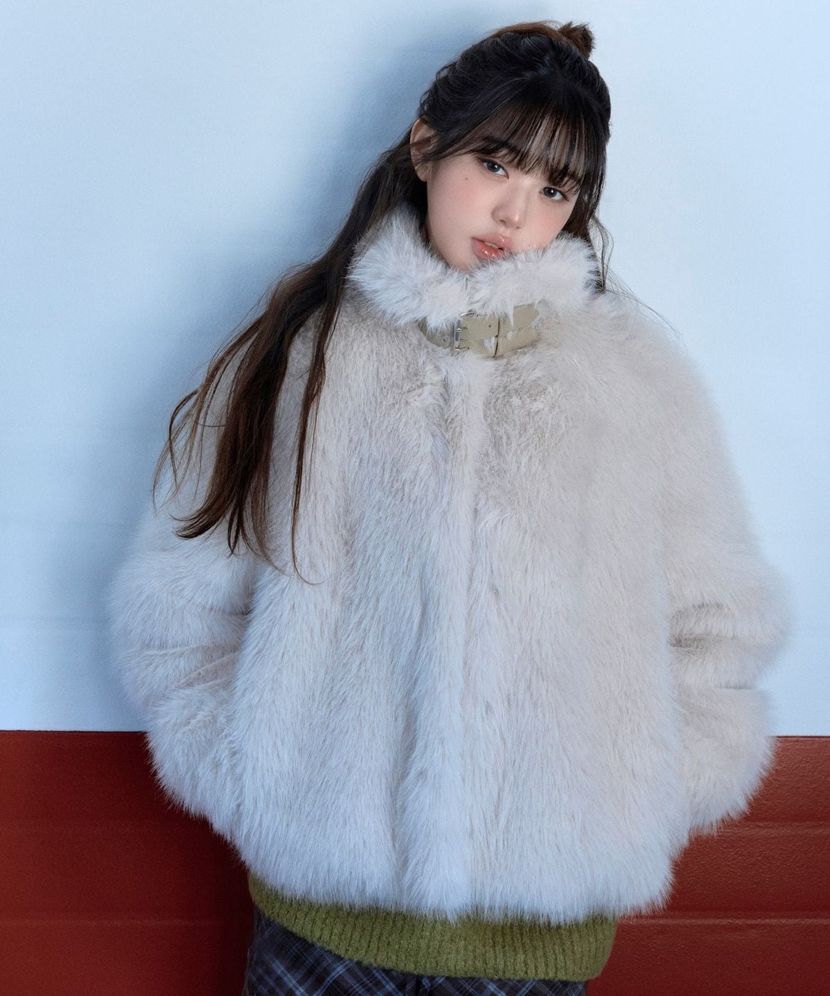 COLLAR FUR JACKET IVORY