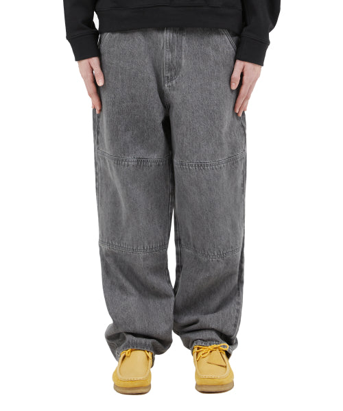 DOUBLE KNEE DENIM PANTS light gray
