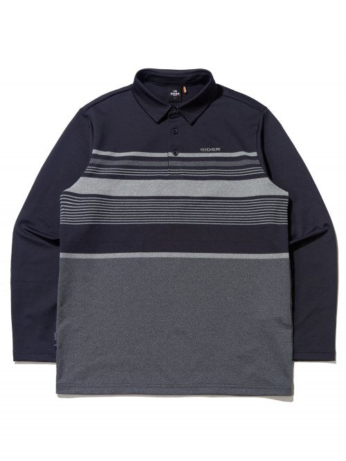 POP Sun-Style Stripe α Polo T-Shirt_Carbon