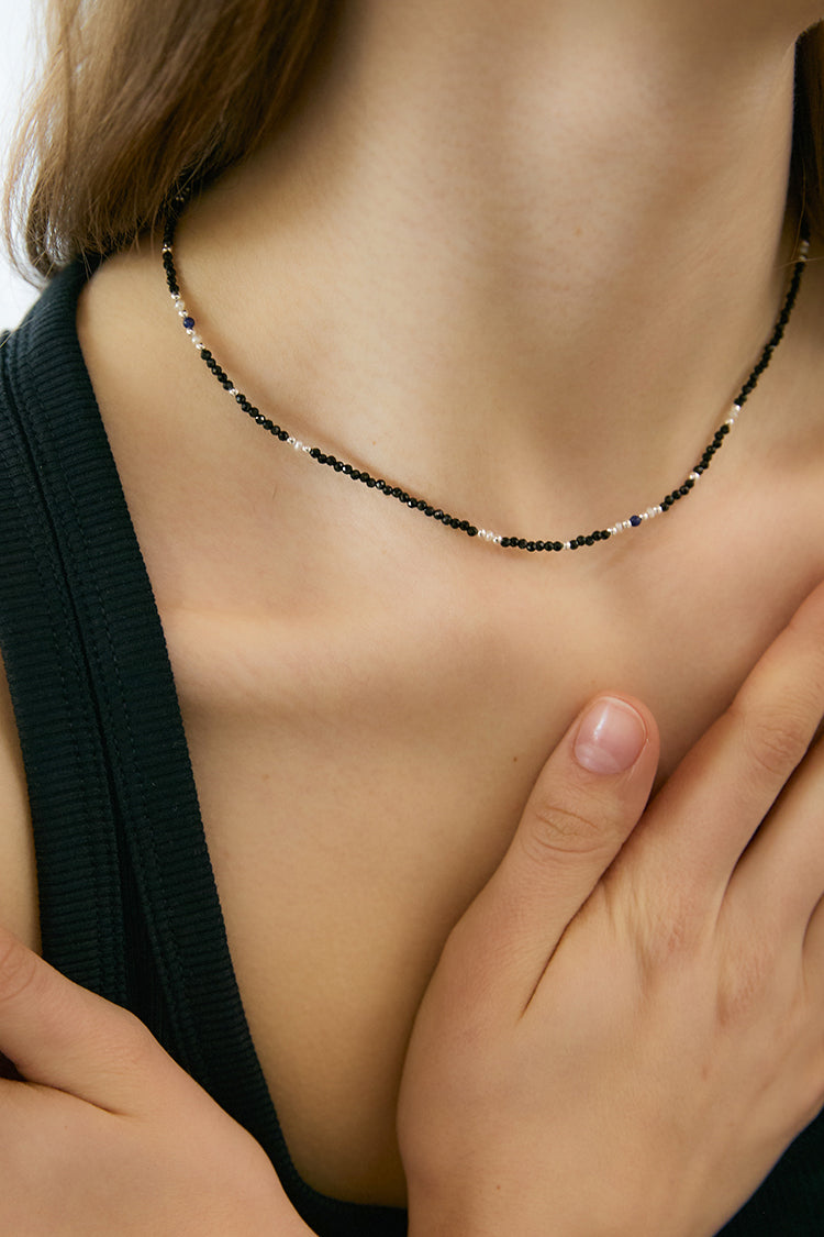 ★[RIIZE Wonbin Worn] 【JUSTLOVER】Midnight Pearl Shine Necklace