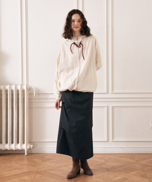 lotsyou_Old money Long Skirt Gray