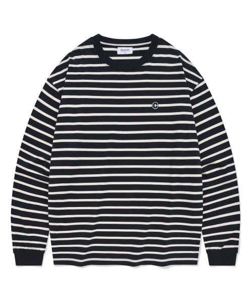 Slub Stripe Long Sleeve Navy