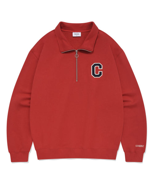 C Logo Half Zip-Up Sweatshirt Red