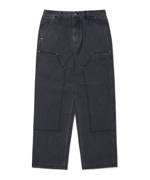 denim Carpenter Semi-wide Pants Black
