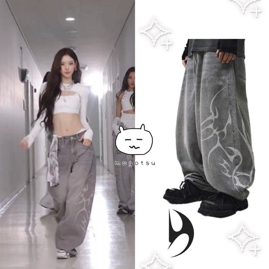 FLAME ARTWORK WIDE DENIM_GREY