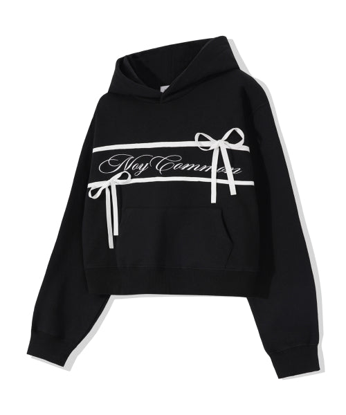 NOY RIBBON CROP HOODIE BK