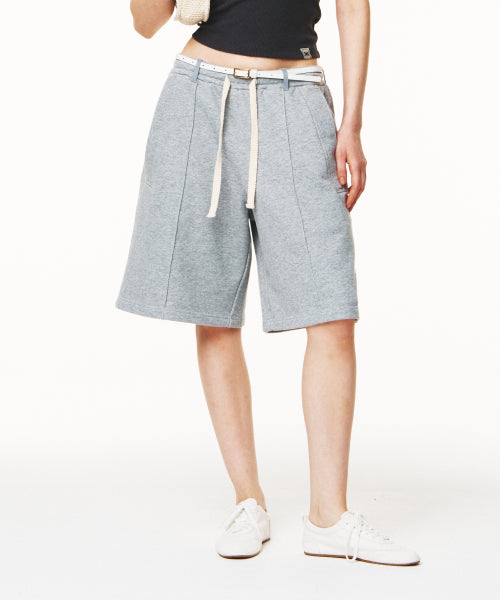 Teo Cotton Bermuda Pants Melange Gray