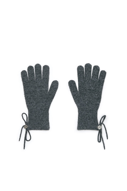 RIBBON FINGER HOLE GLOVES IN CHARCOAL