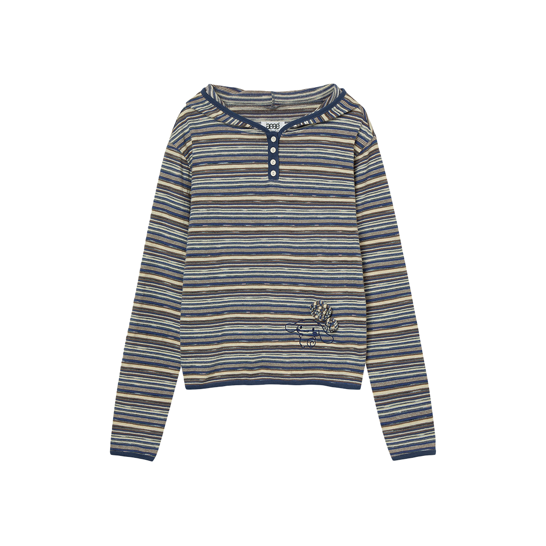 AEAE Cinnamoroll Stripe Knit Hoodie Blue