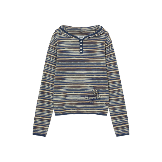 AEAE Cinnamoroll Stripe Knit Hoodie Blue
