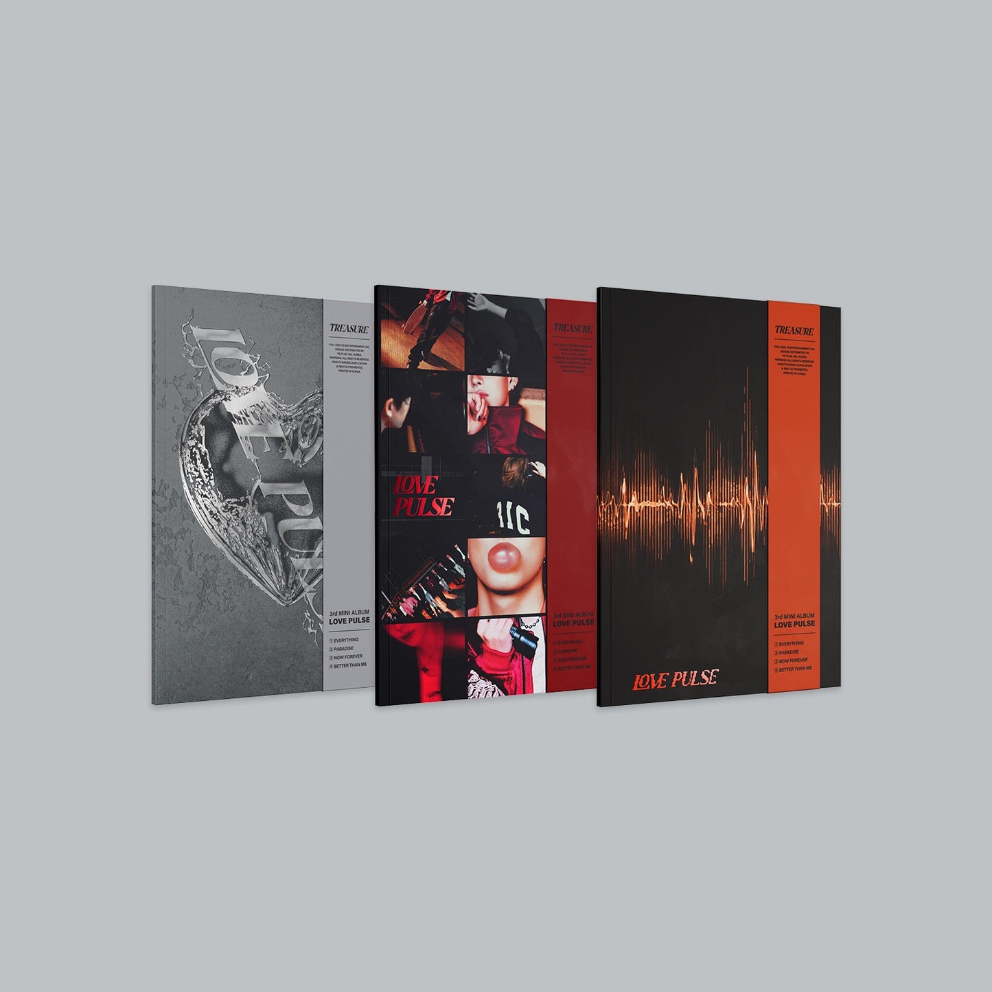 (SET) TREASURE 3rd MINI ALBUM [LOVE PULSE] (METAL / STREET / ROCKCHIC VER.) - YG SELECT