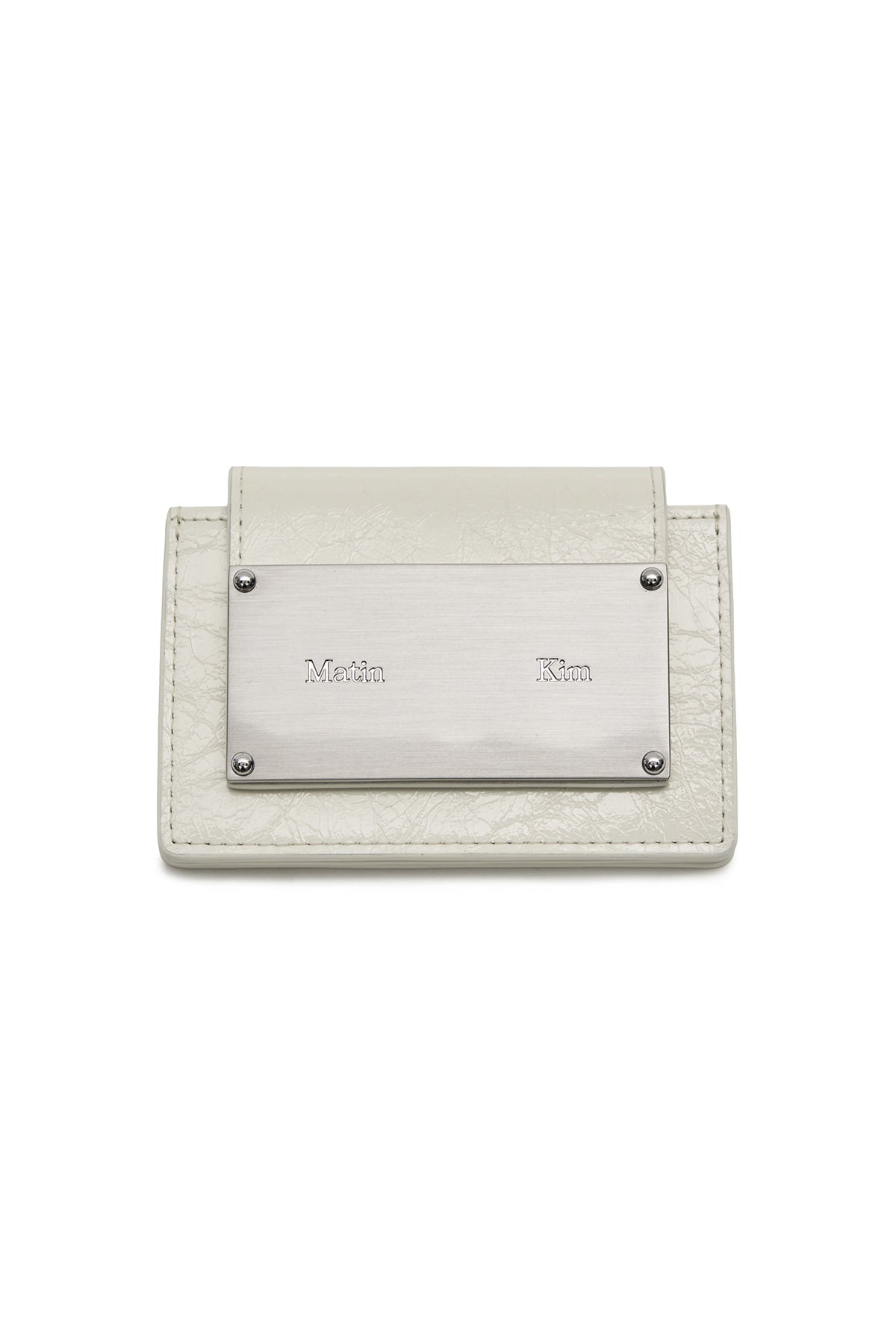 GLAZED ACCORDION WALLET IN WHITE