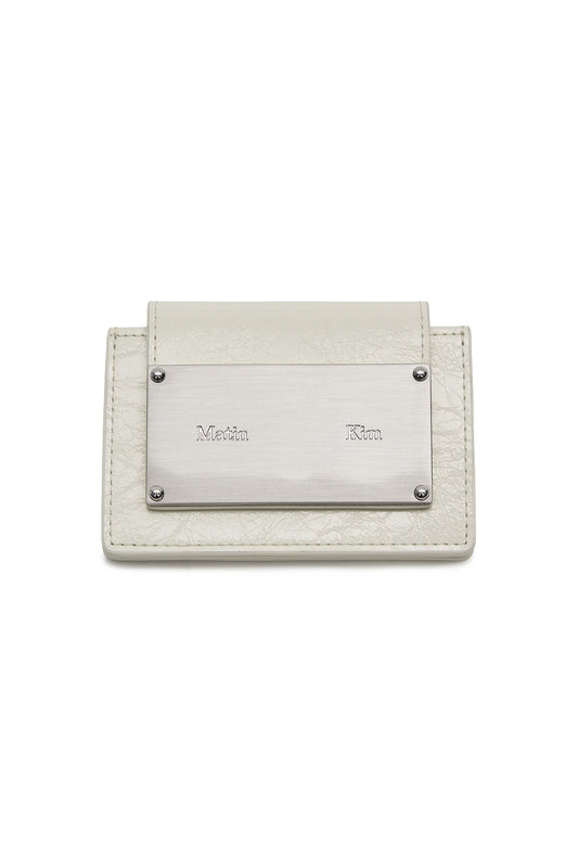 GLAZED ACCORDION WALLET IN WHITE