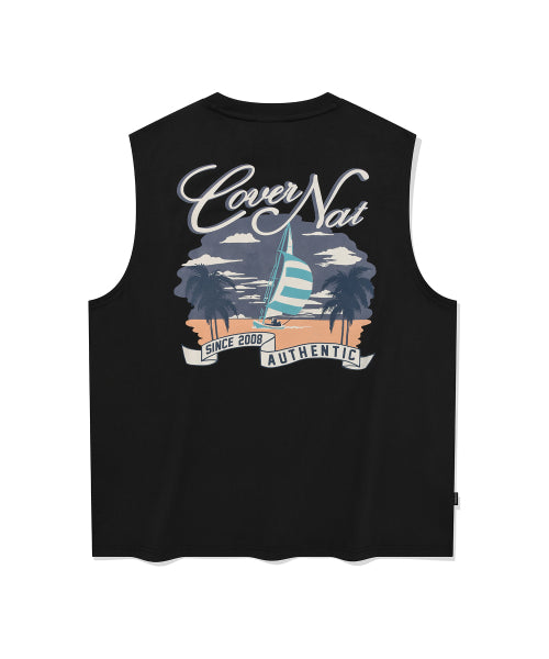 SUNSET BOAT GRAPHIC SLEEVELESS