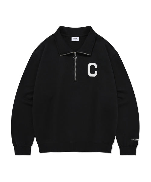 C Logo Half Zip-Up Sweatshirt Black