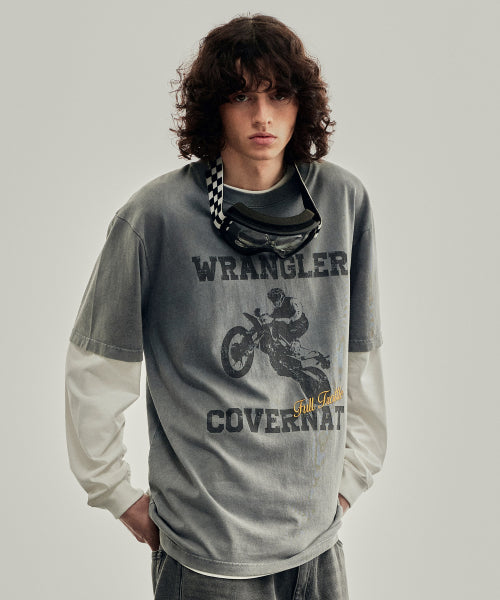 [Cover Not X Rengler] Motorcycle Pigment T-Shirt Gray
