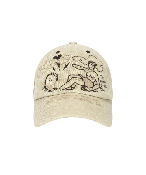 Two-tone graphic ball cap beige