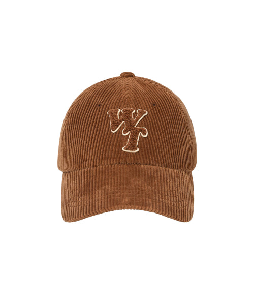 typo slim fit corduroy ball cap brown