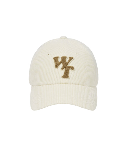 typo slim fit corduroy ball cap ivory