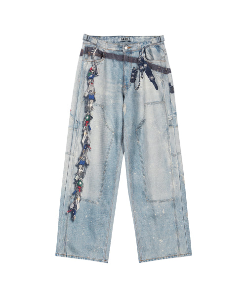 KEY CHAIN ILLUSION DENIM PANTS [BLUE]