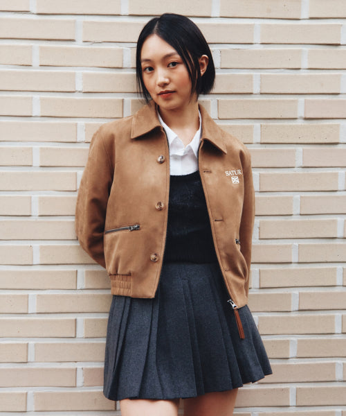 (W) Teo Faux Suede Short Jacket Beige