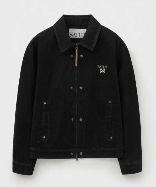 Teo Velvet Denim Jacket Black