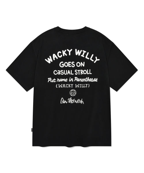Wakiwillie typo graphic short-sleeved T-shirt black