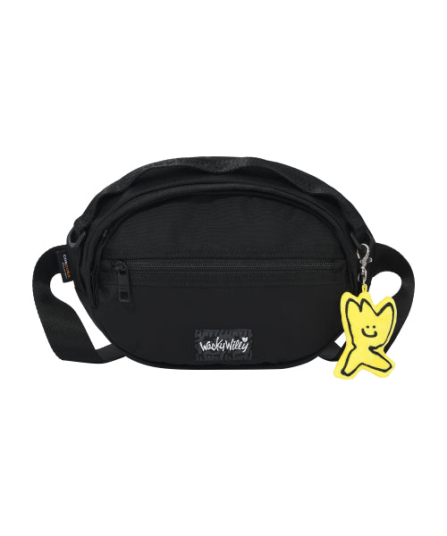 Corduroy webbing sling bag black