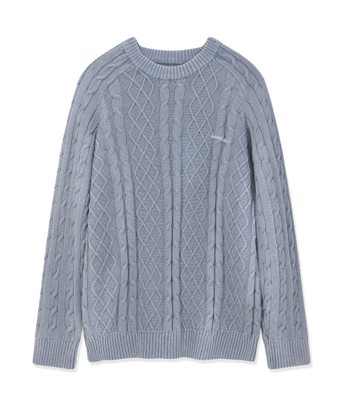 Washing Cable Tissue Pullover Blue
