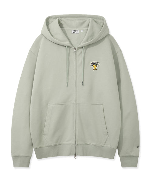 Basic logo hooded zip-up green