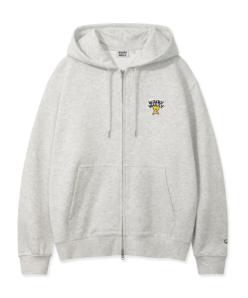 Basic Logo Hooded Zip-Up Light Gray