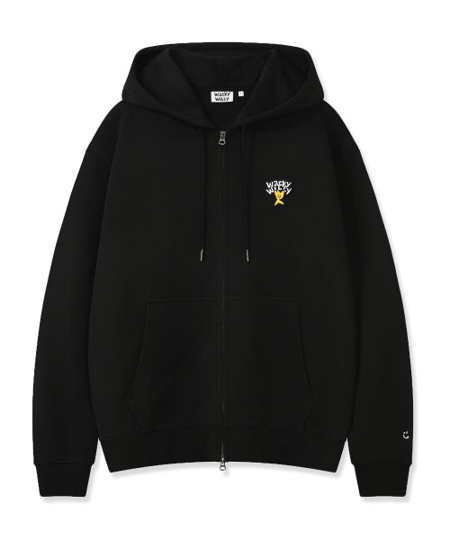 Basic logo hooded zip-up black